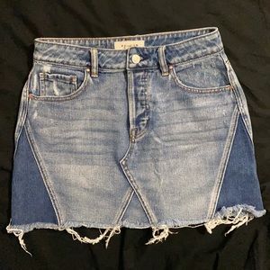 PacSun Unhemmed Denim Skirt with Geometric Patchwork